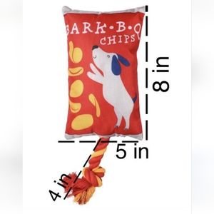 Greenbrier Kennel Club Chip Bag Shaped Squeaky Dog Toys with attached Rope NWT